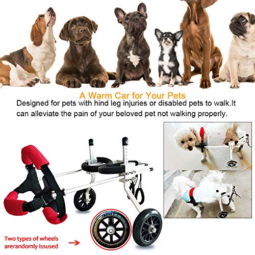 SYOSIN Adjustable Wheels Dog Wheelchair Cart Disabled Dog Assisted Walk Car for Hind Leg Rehabilitation, Lightweight Dog Cart for Back Legs ((XS:Height 5.9''-9.4'',Hip 5.5''-7.9''))