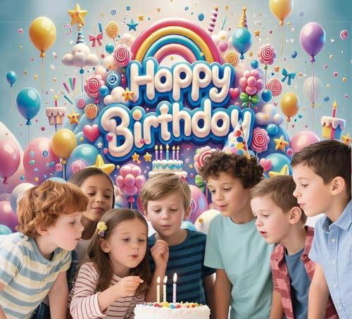 Fondo para cumpleaños colorido 70.8 x 47.2 pulgadas miniatura 6