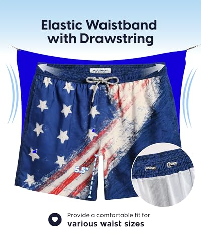 Image of maamgic Mens Swim Trunks 5 Inch with Mesh Lining, Quick Dry Mens Bathing Suit, Swim Shorts for Swimming and Beach