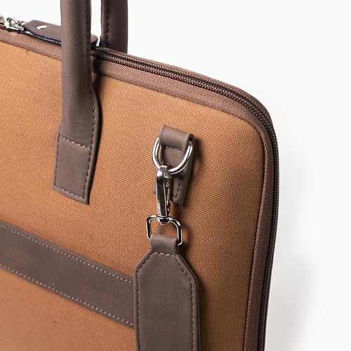 Image of Bellblock Sleek Messenger Laptop Bags For Men /Women Office Use | Travel Friendly With Luggage Strap | Office Bag For Man /Woman | Cotton Canvas | Olive Green (Upto 14 Inch)
