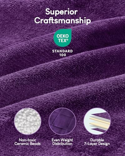 Cottonblue Weighted Blanket 15 lbs Queen Size, Flannel Shaggy Sherpa Weighted Blanket for Adults Comfortable Weighted Blankets for Calming and Relax, Bed Sofa Heavy Blankets, 60x80 inches, Purple