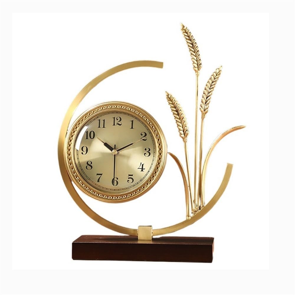 S5b8W3g7 Mantel Clocks Mantel Clocks for Living Room Desktop Copper Clock Quiet Quartz Brass Art Home Decor Decorate