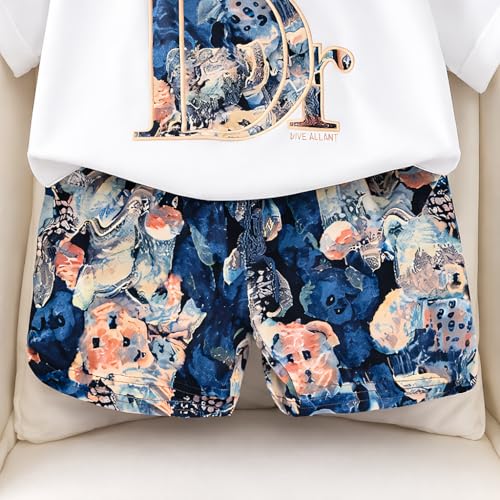 Image of Googo Gaaga Boys Printed Clothing Set | Tshirt Combo Set - Includes a stylish T-shirt and matching shorts for a complete everyday outfit.