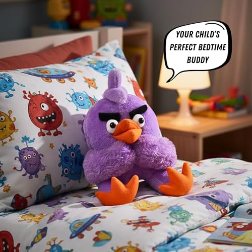Image of Tickles Standing Angry Bird Cartoon Character Soft Stuffed Plush Toy for Kids Birthday Gifts (Color: Purple Size: 30 cm)