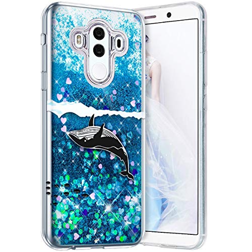 Robinsoni Case Compatible with Huawei Mate 10 Pro Phone Cover Flexible Huawei Mate 10 Pro Case Silicone TPU Case 3D Liquid Floating Cover Sparkle Bling Cover Shockproof Case Bumper Case Whale 2