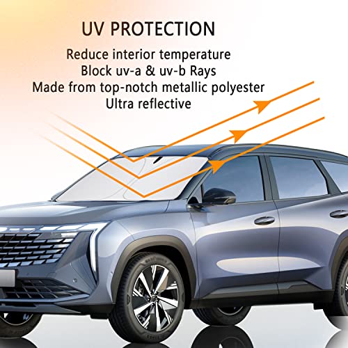 Car Trapezoidal Windshield Sun Shade,Thickened 240T Car Sun Shade For Uv Protection&Thermal Insulation,Universal Windshield Cover Sun Shade Fit Car, Truck, Suv (L(For Suv/Trucks)) #TOP4