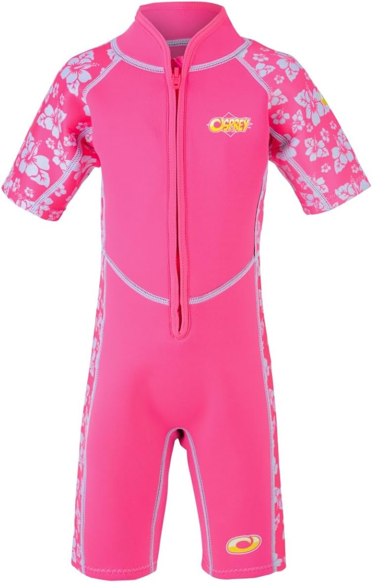 Osprey Toddlers 3mm Shorty Summer Kids Wetsuit, One Piece with SPF 50+ for Boys and Girls, Multiple Colours