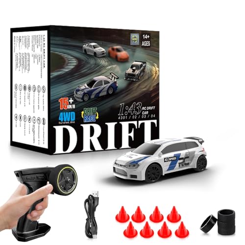 Image of RC Drift car, 1 /43 Mini Rc Drift car with Gyroscope, 2.4GHz Full Proportional Remote control Cars, 4WD High Speed Racing with Lights, Racing Tires, Model Cars Gift for Adults, Kids, Boys, Girls