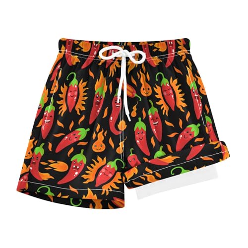 Boys Swim Trunks with Compression Liner Quick Dry Board Shorts with Boxer Brief Bathing Suit 4-14 Years