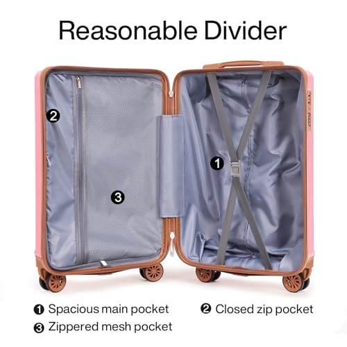 Image of Luggage Sets 3 Piece (20 /24 /28 inch)-Carry On Suitcase-Suitcase With Wheels-PC+ABS - Hardside Spinner Travel Luggage, Black, 4 Pcs Set, Hardside Luggage Sets With Spinner Wheels (PINK)