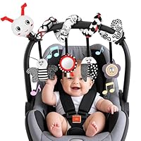 Zendstanding Kinderwagen Spielzeug - Aktualisierte Version Babyschale Spielzeug Baby Spielzeug 0-6 Monate Schwarz Weiß Kontrast Hängespielzeug Baby Spielzeug ab 3 Monate Neugeborenes Geschenke