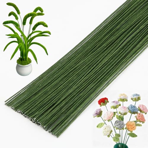 100 Stück Blumendraht Grün 1mm Floristendraht 30cm Lang Basteldraht Steckdraht Floristik für Handwerk Künstlichen Blumen Blumenbouquets