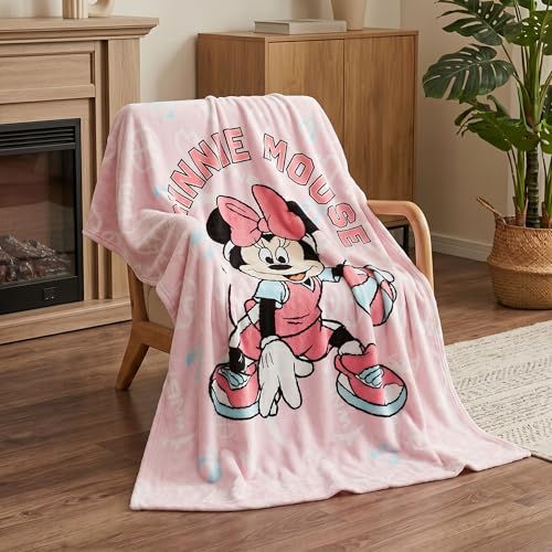 Northwest Disney Minnie Mouse Plush Throw Blanket 46 x 60 Silk Touch Soft Fleece Blanket for Kids & Adults Officially Licensed