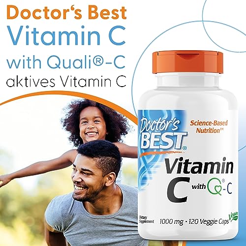 Doctor's Best, Vitamin C mit Quali C, 1.000mg, 120 vegane Kapseln, Laborgeprüft, Glutenfrei, Sojafrei, Vegetarisch