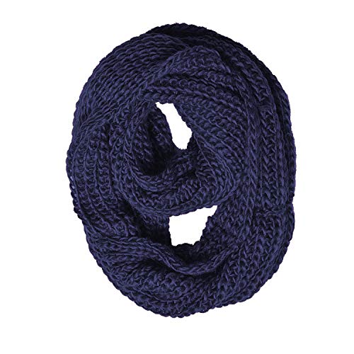 Women's chunky knit infinity scarf navy color