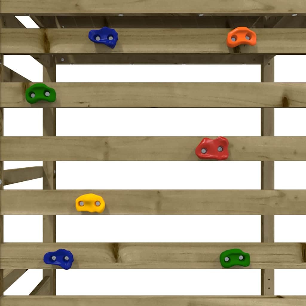 Torre da gioco con parete da arrampicata in legno di pino impregnato, piedistallo da 90 cm, box da arrampicata con sabbiera, corda e scala, per giardino, cortile e terrazza, per bambini da 3 a