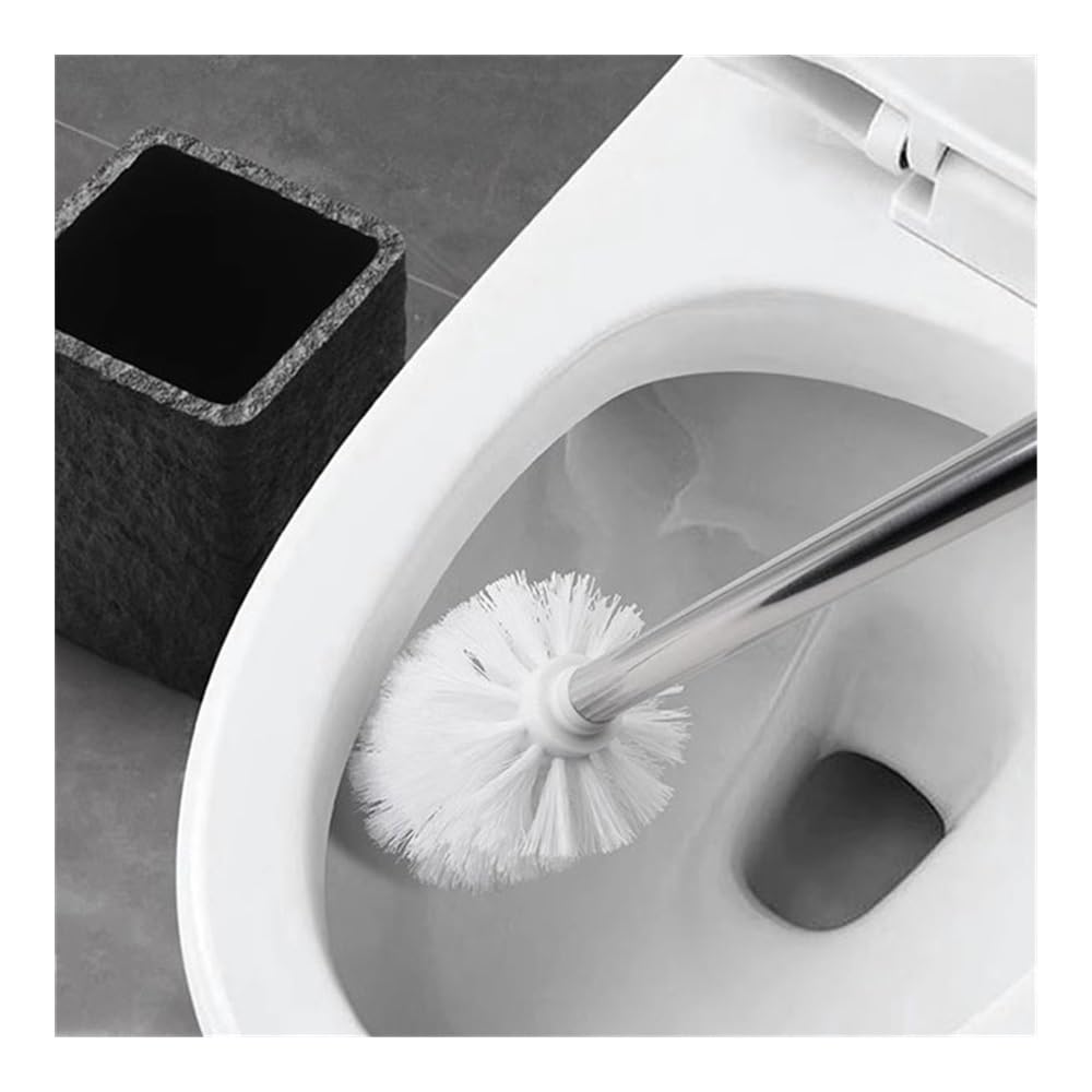 Toilettenbürsten- und Halter-Set, Toilettenbürstenhalter aus Sandstein mit abnehmbarem Edelstahl-Langgriff, Toilettenbürste, Kunstharz-Bürstenkopf, Toilettenbürste, bodenstehend, Platzsparendes Desig