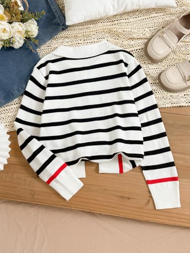 Striped Knit Polo Sweater – Button-Up Cropped Pullover with Collar – Casual Preppy Style for Everyday3