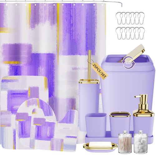 XLHOMO Bathroom Set - Purple and Gold Bathroom Accessories Set,