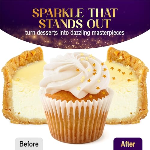 Image of Goldz Edible Star Glitter - Metallic Edible Stars for Cake Decorating, Cake Decorations, Gold Star Sprinkles for, Gold Flakes - Dessert Toppers for Cakes, Cupcakes, Flakes and Cookies, 5grams