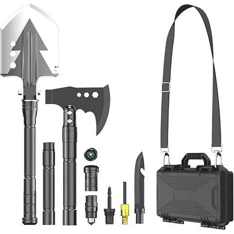 MAXVITAVELA Camping Survival Shovel Axe, Multifunctional Folding High-Carbon Steel Tool Set, Extended Handle and Thick Rust-Proof Headband Toolbox for Camping, Hiking, Backpacks, Emergency Tools Cover