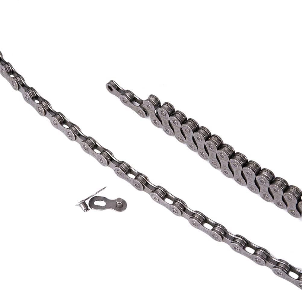 Fahrradketten 9-fach Fahrradkette 116 Glieder Fahrradkette mit magischer Schnalle Fahrradzubehör für die meisten Fahrräder für die meisten Fahrräder (Color : Silver, Size : 116links) (Silver 116link