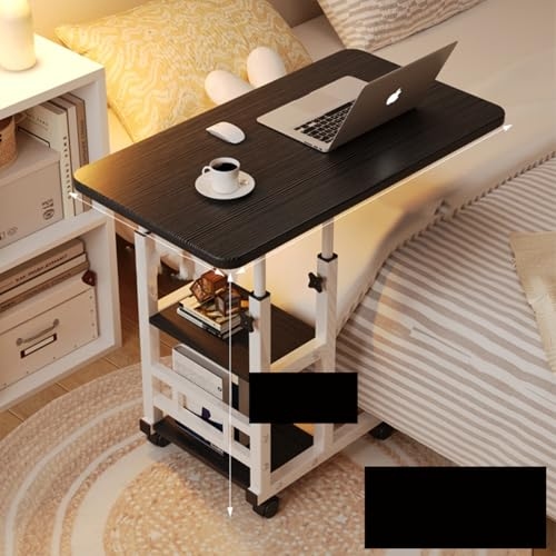 Mesa portátil para sofá e cama, mesa lateral para laptop com altura ajustável (Preto - Nov...