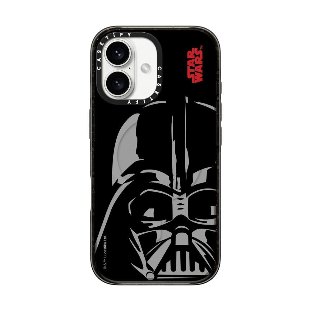 CASETiFY Impact iPhone 16 Case [Star Wars Co-Lab / 8.2ft Drop Protection/Magsafe] - Darth Vaderâ Helmet - Clear Black
