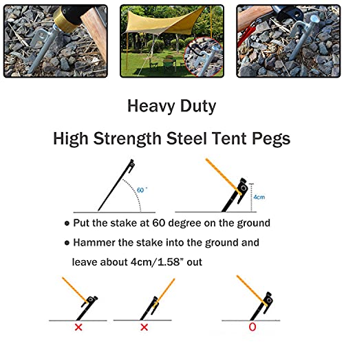 Image of 8 Pack Tent Stakes Heavy Duty 12 inch Steel Tent Pegs for Camping Unbreakable and Inflexible-Silver