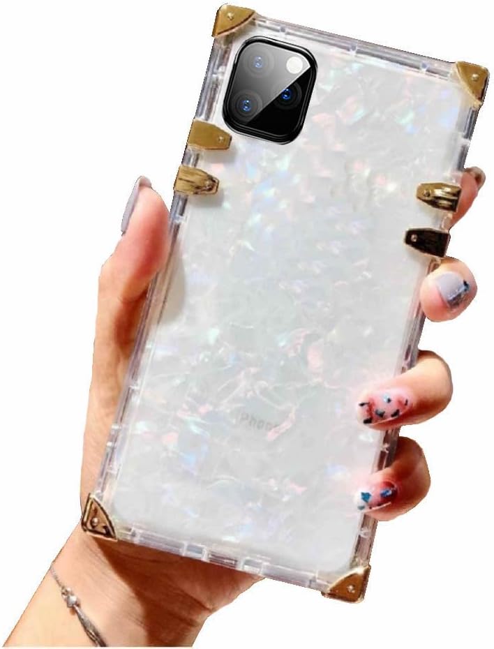 Compatible for iPhone 11 pro max 6.5" Case, BABEMALL Crystal Square Shell for Girls Women Men Slim Fit Clear TPU Phone Plating Corner Soft Case (Shell Clear)