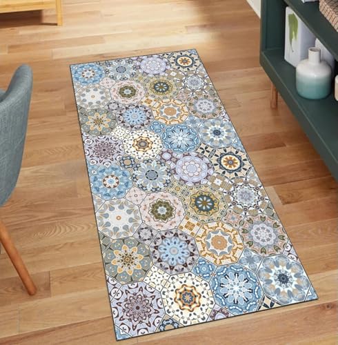 Alfombra multicolor pasillo bohemia de 80x120 cm lavable 2