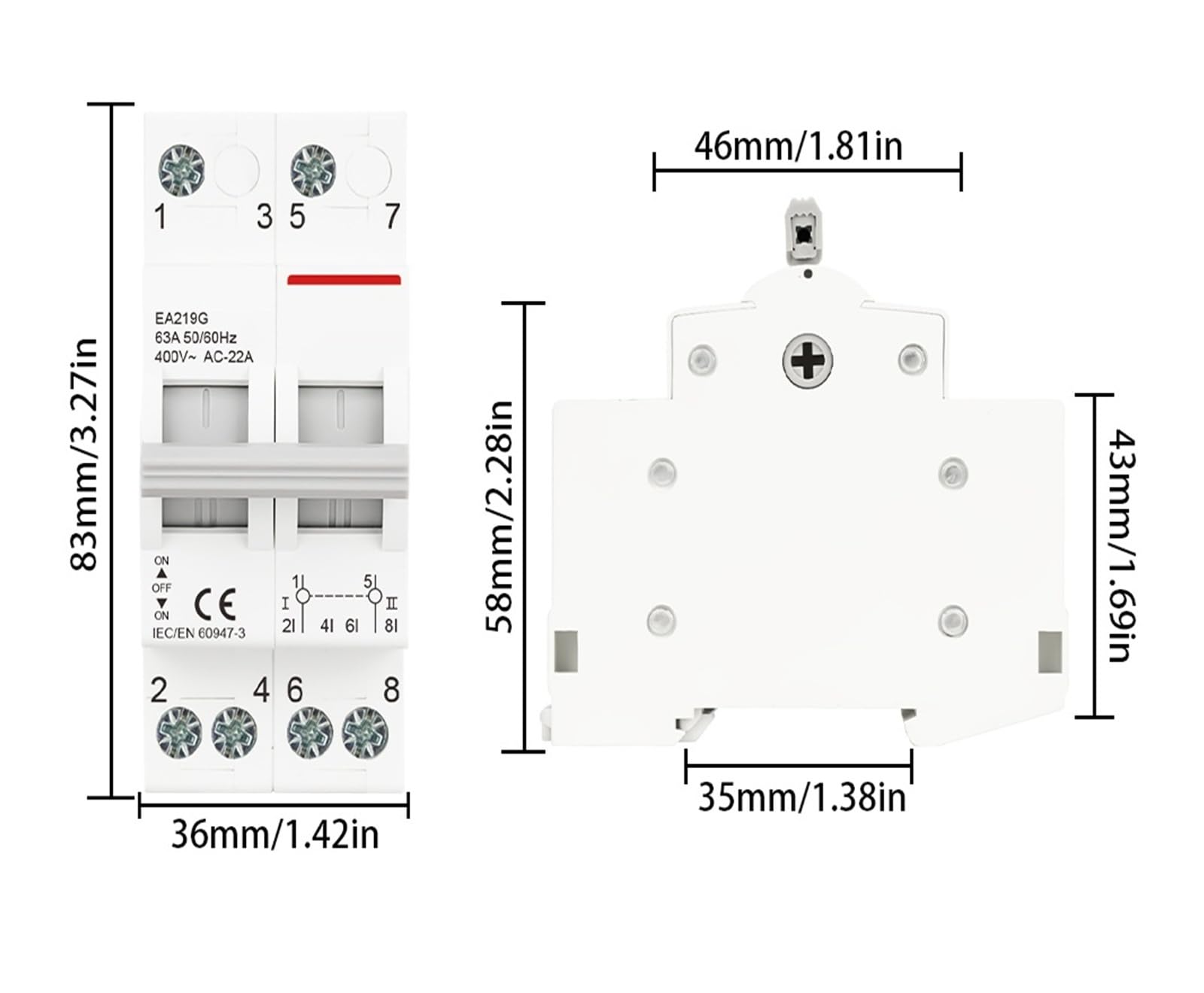 2P 40A 63A 125A AC400V Modulare Doppia Alimentazione Manuale Interruttore di Trasferimento AC Isolamento Sezionatore Interruttore Circuito