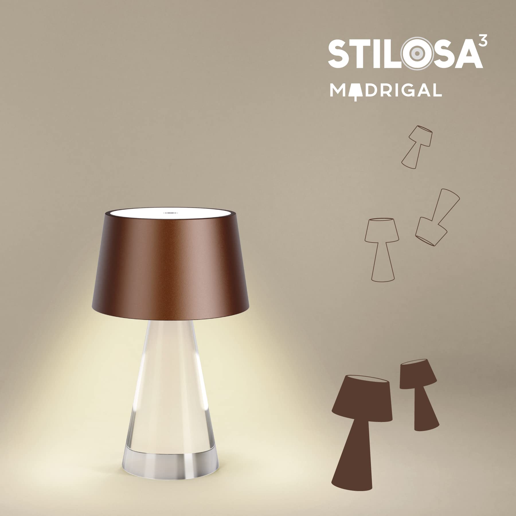 adrigal Stilosa 3 - Lapada Ricaricabile da Tavolo senza fili - Luce