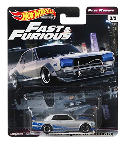 Hot Wheels Fast Rewind Fast & Furious Nissan Skyline HT 2000GT X 3/5, plateado/azul