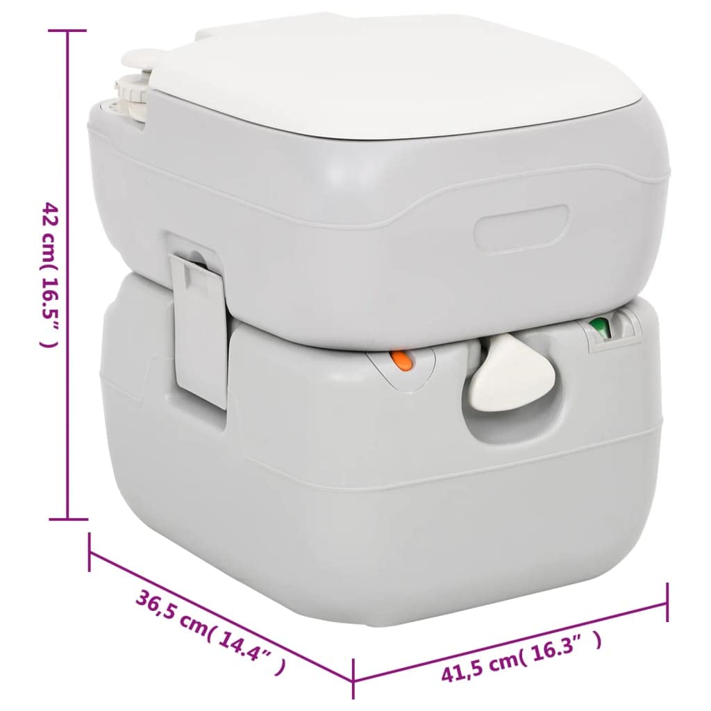Générique Toilette de Camping Portable Gris et Blanc 22+12 L PEHD,Toilettes & douches Mobiles, Toilettes & dispositifs urinaires Mobiles,154405