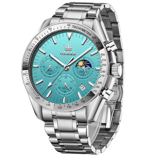 Image of OLEVS Mens Watches Luxury Diamond Calendar Stainless Steel Male Watches Business Dress Waterproof Luminous Fashion Watch for Men