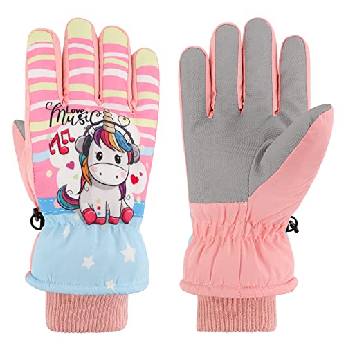 QKURT Gants de Neige pour Enfants, Gants de Ski d'hiver Gants Chauds imperméables pour Enfants Gants Polaires Gants Thermiques isolés Gants de Snowboard pour Enfants de 8 à 14 Ans Cover