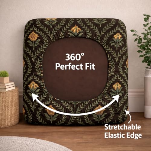 Image of STITCHNEST 'Contour Fit Series' Stretchable Printed Wooden Sofa Cover (Pack of 4) - Elastic Wooden Chair Cover | Wooden Sofa Seat Cover | Size - 20-21 x 20-21 x 3-5 in
