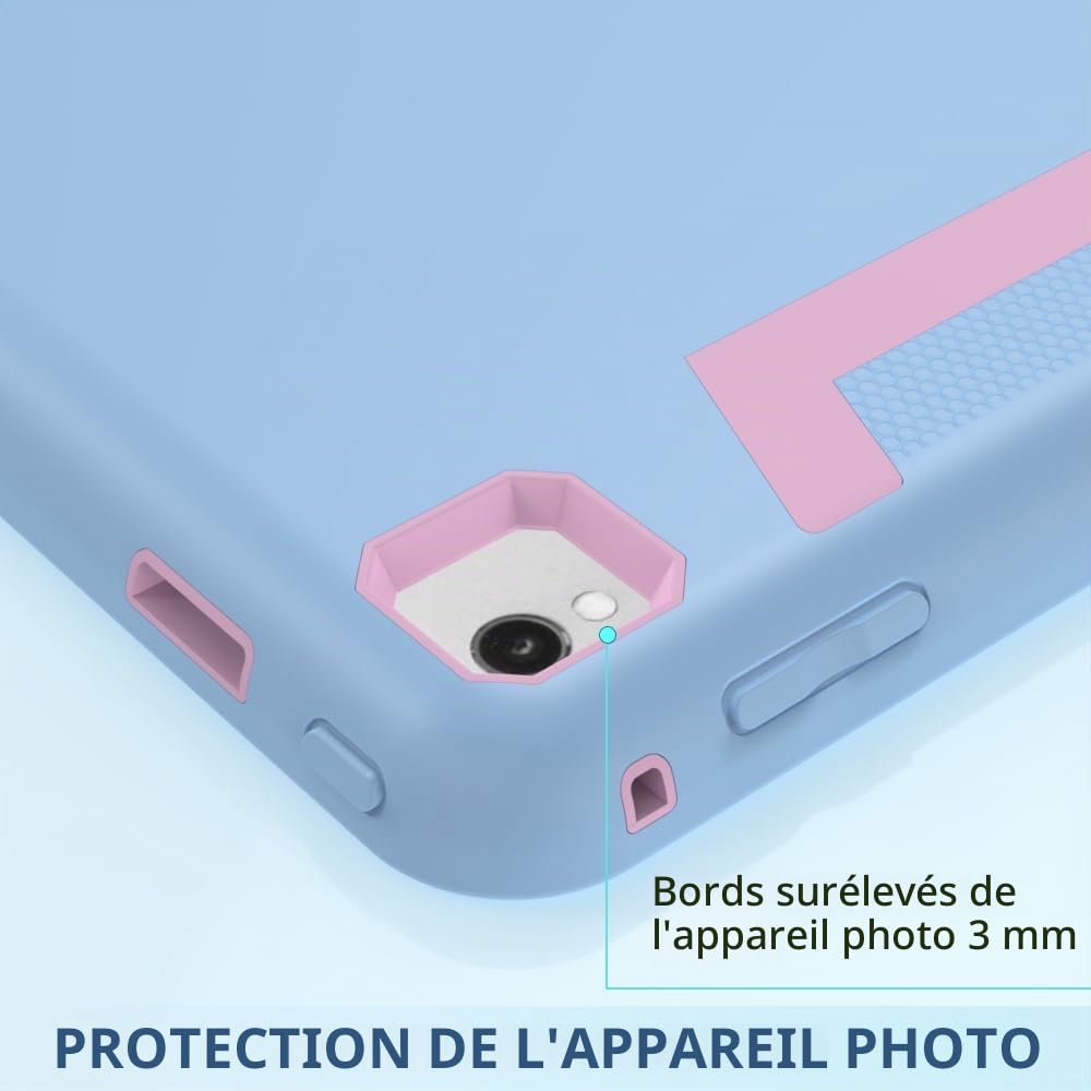 Coque pour iPad Pro 12.9 2017/2015 (Ancien modèle, 1ère et 2ème génération), Coque de Protection Robuste Puxicu pour iPad Pro 12,9" (modèle : A1584 A1652 A1670 A1671), Bleu et Rose