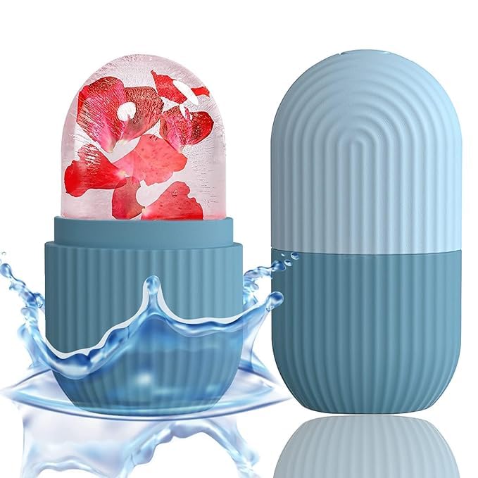 OFFERZONE Ice Roller for Face and Eye, Reusable Silicone Ice Facial Roller Ice Holder, Face Ice Mold Skin Care, Ice Cube Roller for Shrink Pores Anti-Wrinkle Reduce Puffiness