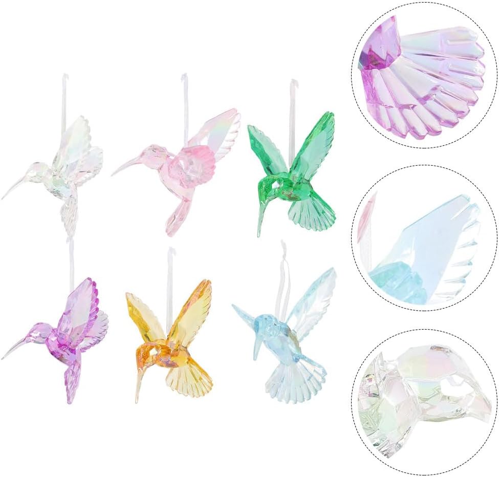 Hummingbird Ornament 3Pcs Acrylic Hanging Bird Decor 3.93X3.74X2.75In for Home Party Christmas Tree & Wedding Decoration - Image 9
