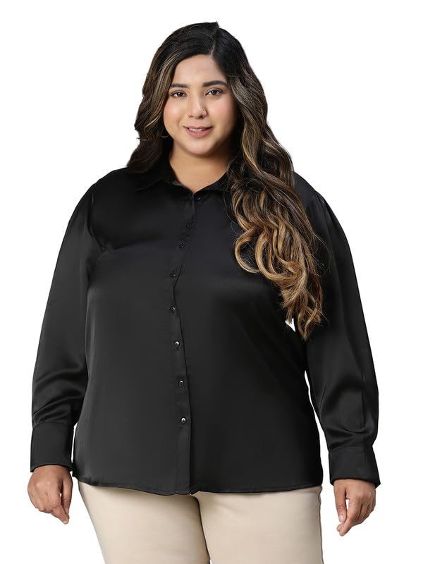 oxolloxo Women Plus Size Collared Long Sleeve Shirt-picture-50