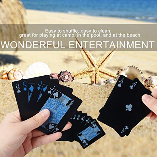 Image of Royals Black Waterproof Playing Cards Deck | Durable Plastic Poker Cards for Rummy Bridge Games | Premium Smooth Finish Washable Cards | Unique Black Design for Parties Travel Casino Style Card Games