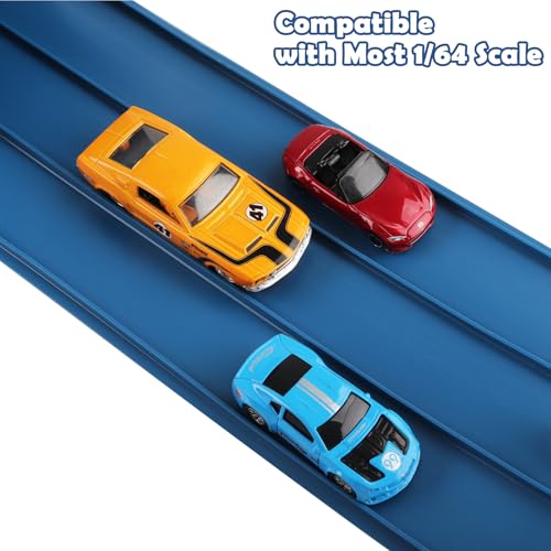 Image of 3-Lane Flexible Race Track for Kids 15ft Race Car Track Compatible with Diecast 1 /64 Scale Cars, Flexible Car Track Race Ramp Toy with Strong Suction Cups