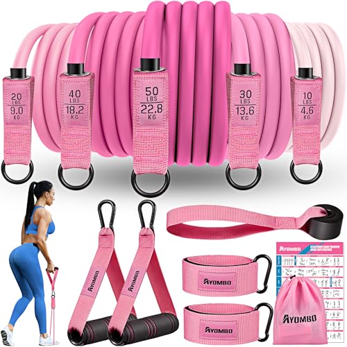 Resistance Bands, Exercise Bands with Handles, Fitness Bands, Workout Bands with Door Anchor and Ankle Straps, for Heavy Resistance Training, Physical Therapy, Shape Body, Yoga, Home Workout Set