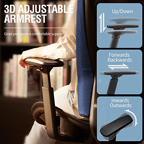 Image of ELABEST Mesh Office Chair,Ergonomic Computer Desk Chair,Sturdy Task Chair- Adjustable Lumbar Support & Armrests,Tilt Function,Comfort Wide Seat,Swivel Home Office Chair (Blue)