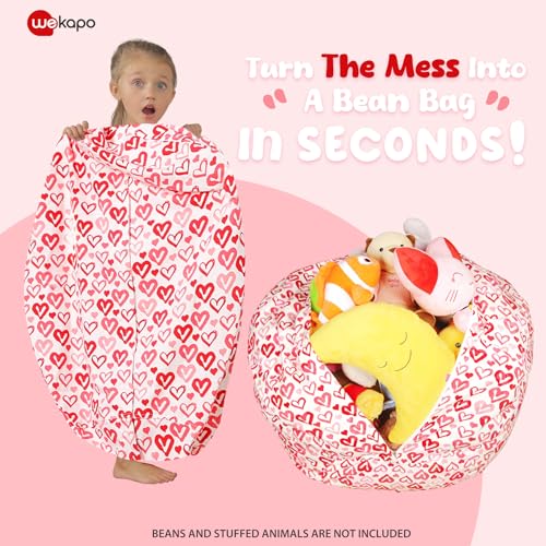 image for WEKAPO Stuffed Animal Storage Bean Bag Chair Cover for Kids | Stuffabl