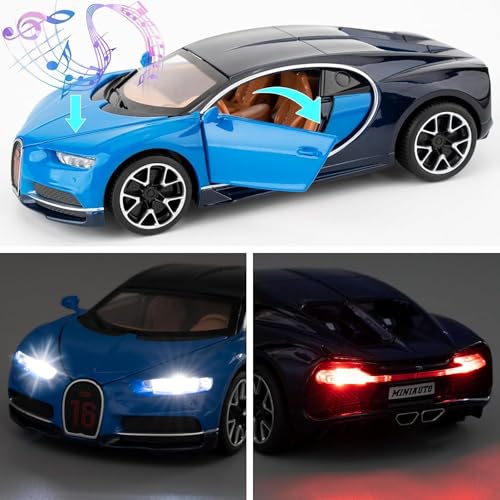 Image of Mashes Bugatti Chiron 1:32 Exclusive Alloy Metal Pull Back Die-cast Car Diecast Metal Pullback Toy car with Openable Doors & Light, Music Boys Gifts Toys for Kids【Colors as Per Stock】