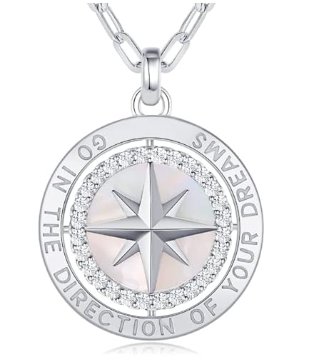 Louisa Secret S925 Sterling Silver Birthstone Necklace Gifts For Wife, Compass Jewelry Gifts For Women Wedding Anniversary Birthday Gifts For Her Girlfriend, Girls Necklaces For Daughter Valentines Day Christmas Day #TOP19
