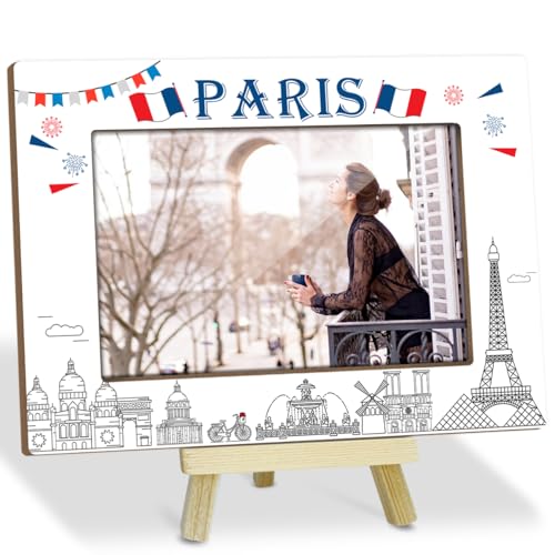 Family Vacations Frame for Paris Souvenirs Wood Photo Frames with Wood Stand for Winter Themed Gifts Wood Picture Frames Desk Shelf Decor Vacation Honeymoon Gifts for Friends Couples - YT23